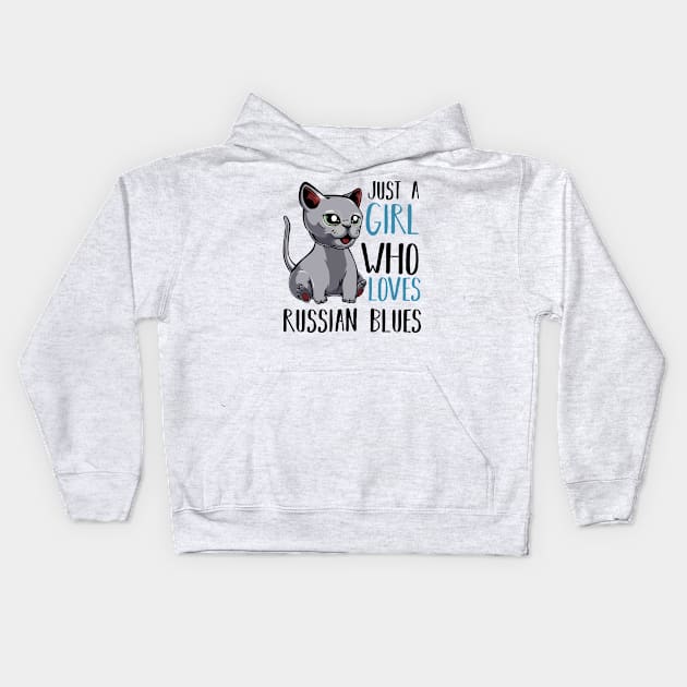 Russian Blue Cat Kids Hoodie by Lumio Gifts